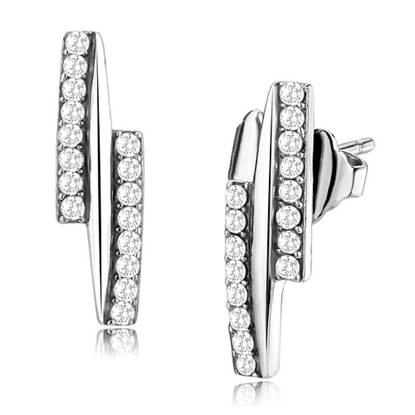 Picture of DA369 - Stainless Steel Earrings High polished (no plating) Women AAA Grade CZ Clear