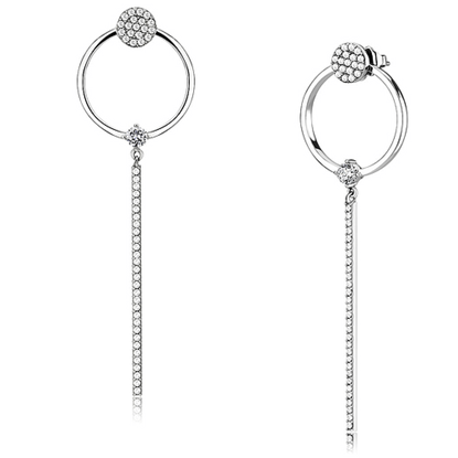 Picture of DA371 - Stainless Steel Earrings High polished (no plating) Women AAA Grade CZ Clear