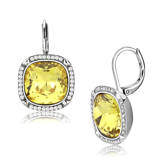 Picture of DA379 - Stainless Steel Earrings High polished (no plating) Women Top Grade Crystal Topaz