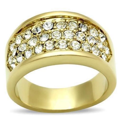 Picture of GL002 - Brass Ring IP Gold(Ion Plating) Women Top Grade Crystal Clear