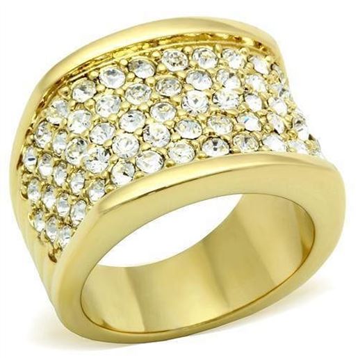 Picture of GL006 - Brass Ring IP Gold(Ion Plating) Women Top Grade Crystal Clear