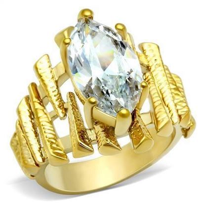 Picture of GL080 - Brass Ring IP Gold(Ion Plating) Women AAA Grade CZ Clear