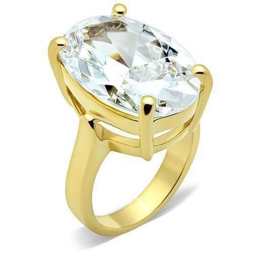 Picture of GL083 - Brass Ring IP Gold(Ion Plating) Women AAA Grade CZ Clear