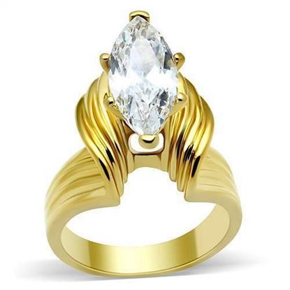 Picture of GL088 - Brass Ring IP Gold(Ion Plating) Women AAA Grade CZ Clear