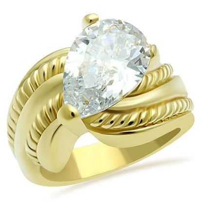 Picture of GL100 - Brass Ring IP Gold(Ion Plating) Women AAA Grade CZ Clear