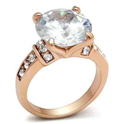 Picture of GL144 - Brass Ring IP Rose Gold(Ion Plating) Women AAA Grade CZ Clear