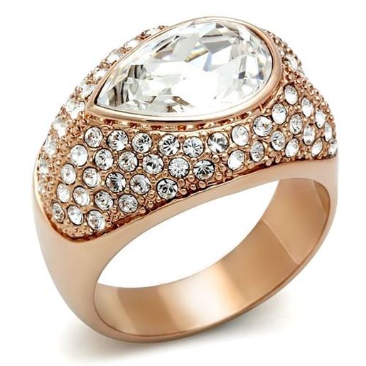 Picture of GL146 - Brass Ring IP Rose Gold(Ion Plating) Women Top Grade Crystal Clear