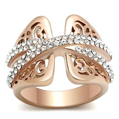 Picture of GL156 - Brass Ring IP Rose Gold(Ion Plating) Women Top Grade Crystal Clear