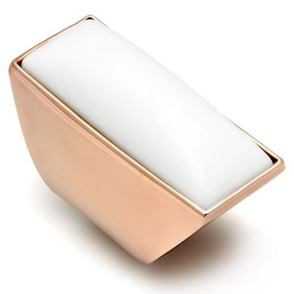 Picture of GL164 - Brass Ring IP Rose Gold(Ion Plating) Women Synthetic White