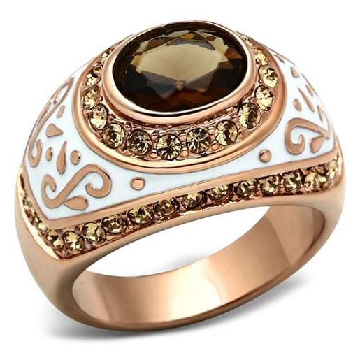 Picture of GL203 - Brass Ring IP Rose Gold(Ion Plating) Women Synthetic Brown