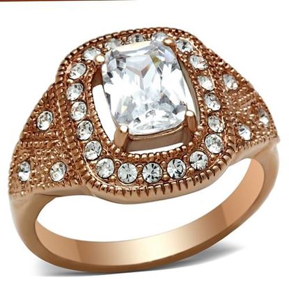 Picture of GL215 - Brass Ring IP Rose Gold(Ion Plating) Women AAA Grade CZ Clear