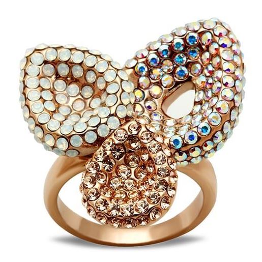 Picture of GL219 - Brass Ring IP Rose Gold(Ion Plating) Women Top Grade Crystal Multi Color