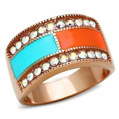 Picture of GL221 - Brass Ring IP Rose Gold(Ion Plating) Women Top Grade Crystal Clear