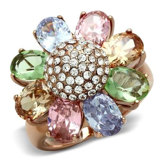 Picture of GL224 - Brass Ring IP Rose Gold(Ion Plating) Women AAA Grade CZ Multi Color