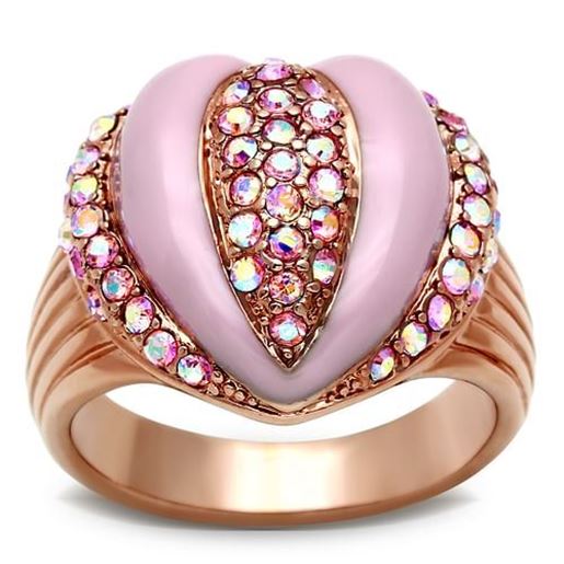 Picture of GL227 - Brass Ring IP Rose Gold(Ion Plating) Women Top Grade Crystal Light Rose