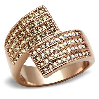 Picture of GL229 - Brass Ring IP Rose Gold(Ion Plating) Women Top Grade Crystal Multi Color