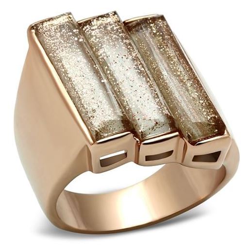 Picture of GL231 - Brass Ring IP Rose Gold(Ion Plating) Women Synthetic Topaz