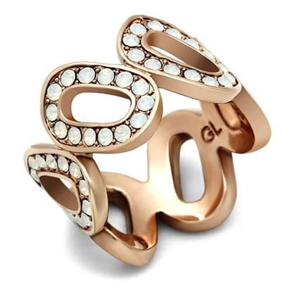 Picture of GL232 - Brass Ring IP Rose Gold(Ion Plating) Women Top Grade Crystal Aurora Borealis (Rainbow Effect)