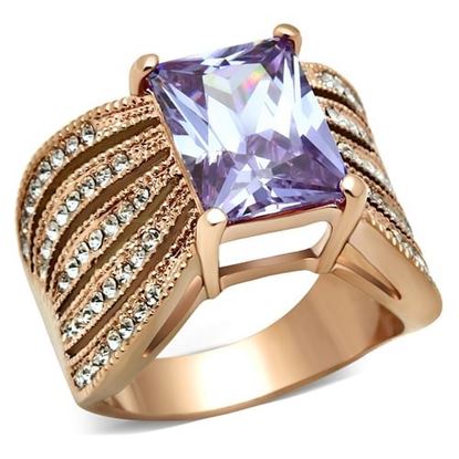 Picture of GL236 - Brass Ring IP Rose Gold(Ion Plating) Women AAA Grade CZ Light Amethyst