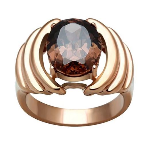 Picture of GL242 - Brass Ring IP Rose Gold(Ion Plating) Women AAA Grade CZ Brown