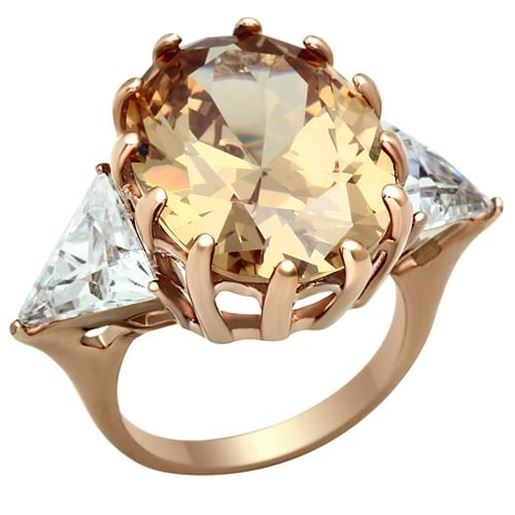 Picture of GL243 - Brass Ring IP Rose Gold(Ion Plating) Women AAA Grade CZ Champagne