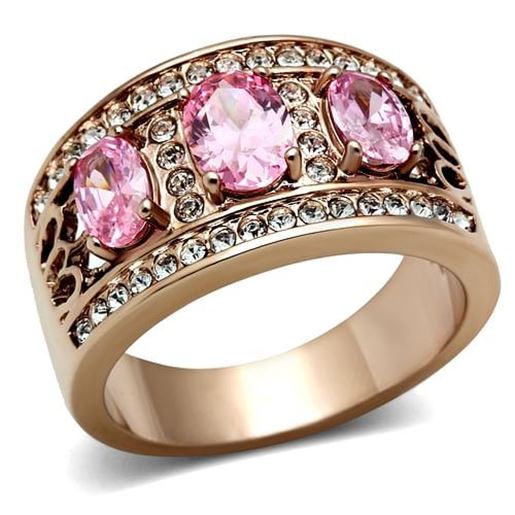 Picture of GL244 - Brass Ring IP Rose Gold(Ion Plating) Women AAA Grade CZ Rose