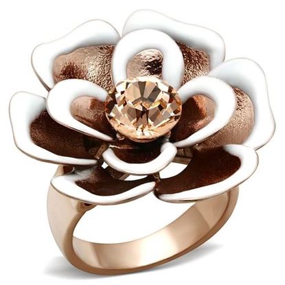 Picture of GL247 - Brass Ring IP Rose Gold(Ion Plating) Women Top Grade Crystal Light Peach