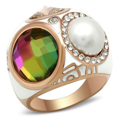 Picture of GL248 - Brass Ring IP Rose Gold(Ion Plating) Women Synthetic Multi Color