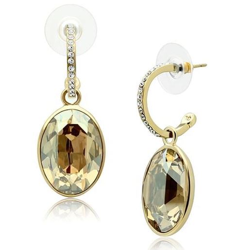 Picture of GL257 - Brass Earrings IP Gold(Ion Plating) Women Top Grade Crystal Champagne