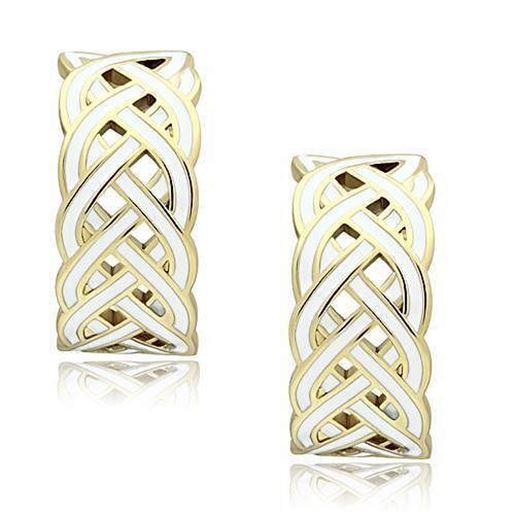 Picture of GL272 - Brass Earrings IP Gold(Ion Plating) Women Epoxy White