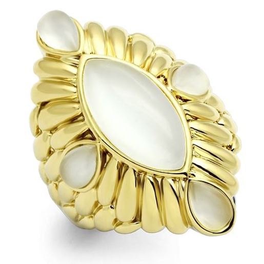 Picture of GL294 - Brass Ring IP Gold(Ion Plating) Women Synthetic White