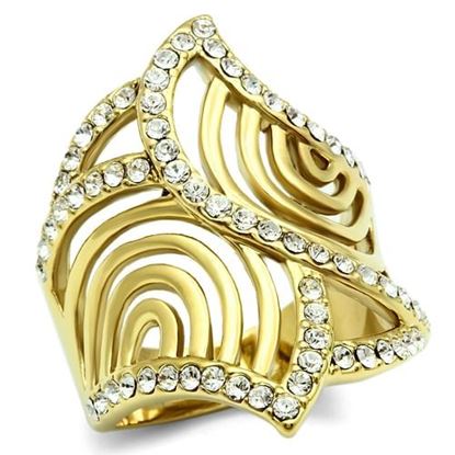 Picture of GL296 - Brass Ring IP Gold(Ion Plating) Women Top Grade Crystal Clear