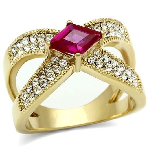 Picture of GL298 - Brass Ring IP Gold(Ion Plating) Women AAA Grade CZ Ruby