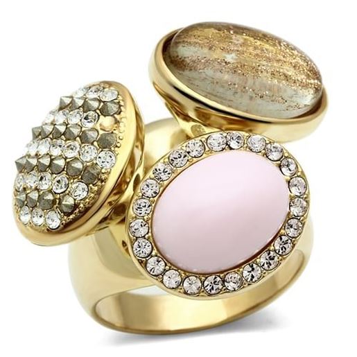 Picture of GL301 - Brass Ring IP Gold(Ion Plating) Women Top Grade Crystal Multi Color