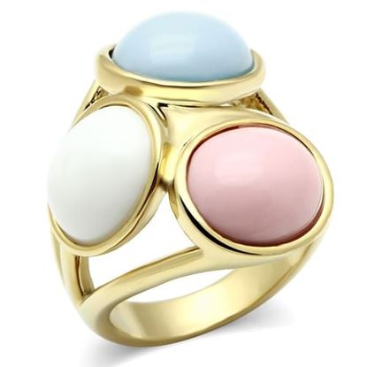 Picture of GL303 - Brass Ring IP Gold(Ion Plating) Women Synthetic Multi Color