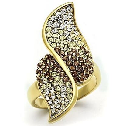 Picture of GL304 - Brass Ring IP Gold(Ion Plating) Women Top Grade Crystal Multi Color