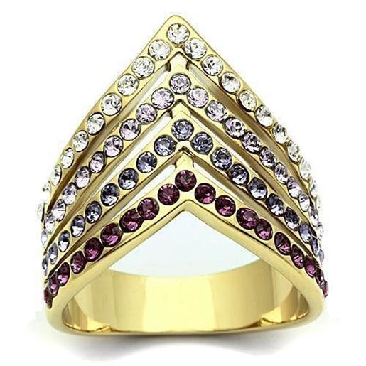 Picture of GL305 - Brass Ring IP Gold(Ion Plating) Women Top Grade Crystal Multi Color