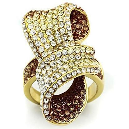 Picture of GL307 - Brass Ring IP Gold(Ion Plating) Women Top Grade Crystal Multi Color