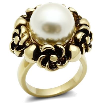 Picture of GL308 - Brass Ring IP Gold(Ion Plating) Women Synthetic White