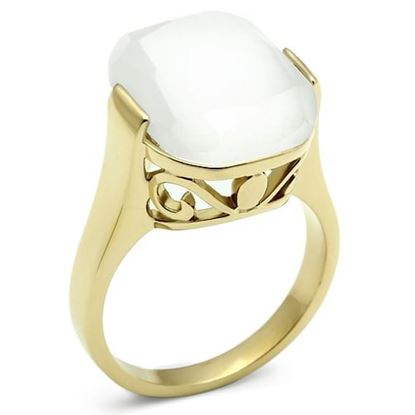 Picture of GL309 - Brass Ring IP Gold(Ion Plating) Women Synthetic White