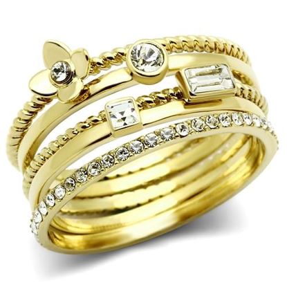 Picture of GL322 - Brass Ring IP Gold(Ion Plating) Women Top Grade Crystal Clear