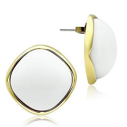 Picture of GL338 - Brass Earrings IP Gold(Ion Plating) Women Synthetic White