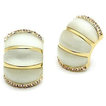 Picture of GL339 - Brass Earrings IP Gold(Ion Plating) Women Synthetic White