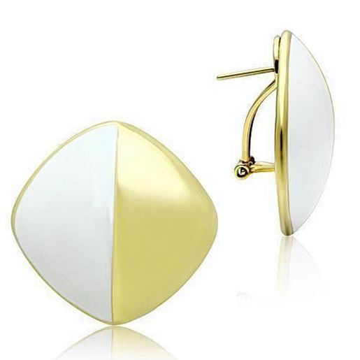 Picture of GL340 - Brass Earrings IP Gold(Ion Plating) Women Epoxy White