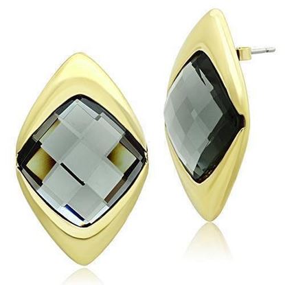 Picture of GL341 - Brass Earrings IP Gold(Ion Plating) Women Synthetic Black Diamond