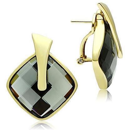 Picture of GL342 - Brass Earrings IP Gold(Ion Plating) Women Synthetic Black Diamond