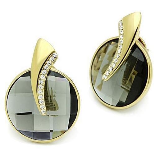 Picture of GL343 - Brass Earrings IP Gold(Ion Plating) Women Synthetic Black Diamond