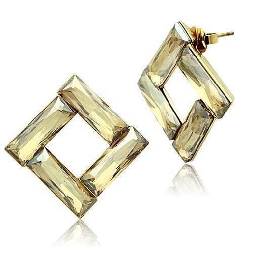 Picture of GL344 - Brass Earrings IP Gold(Ion Plating) Women Top Grade Crystal Topaz