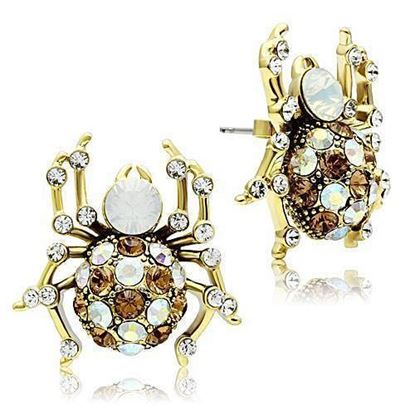 Picture of GL347 - Brass Earrings IP Gold(Ion Plating) Women Top Grade Crystal Multi Color