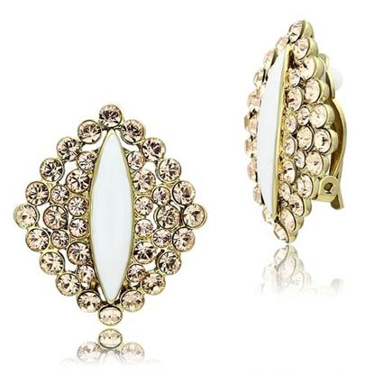 Picture of GL350 - Brass Earrings IP Gold(Ion Plating) Women Top Grade Crystal Champagne